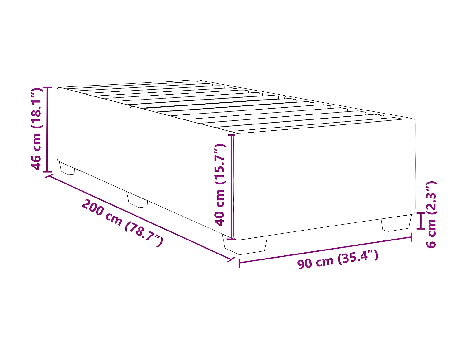 Estrutura de cama 90x200 cm couro artificial branco