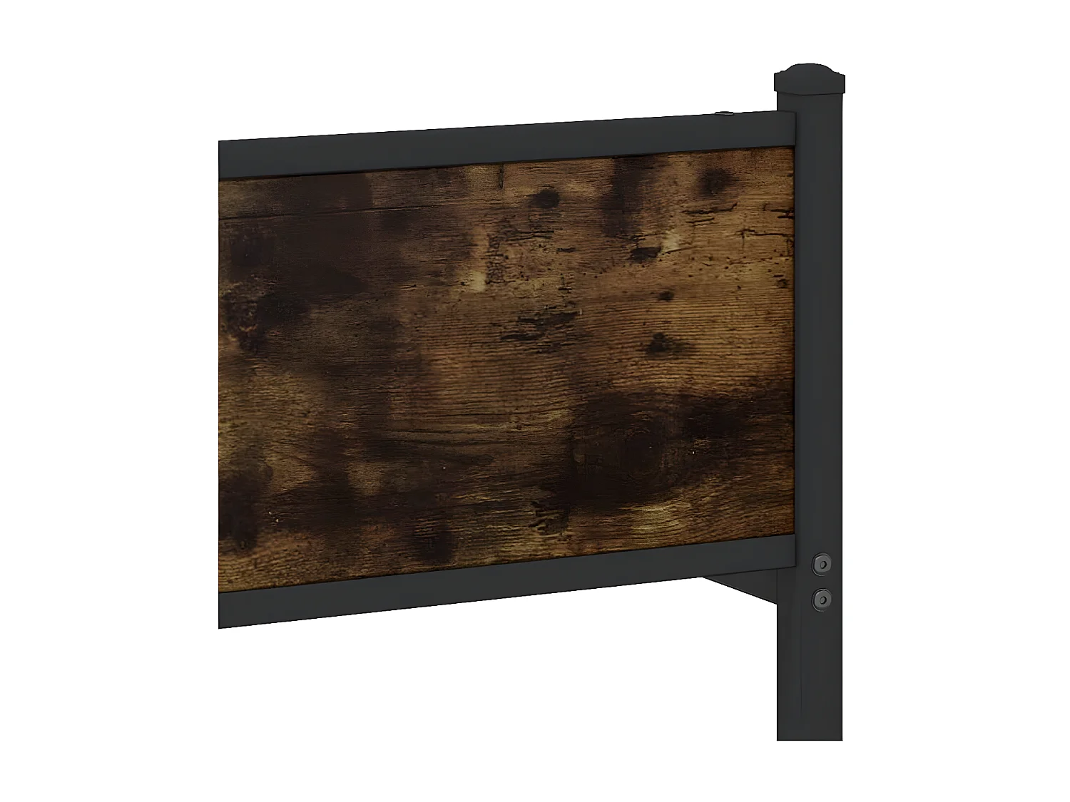 Estrutura cama c/ painéis cabeceira e pés metal carvalho fumado