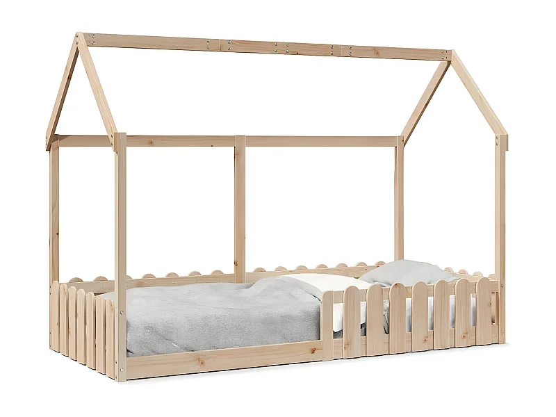 Cama con forma de casa para niños madera maciza pino 90x190 cm