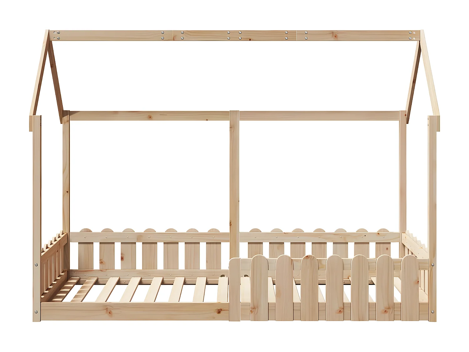 Cadre de lit d'enfants forme de maison 90x190cm bois massif pin