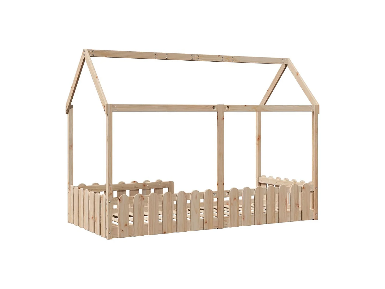 Cadre de lit d'enfants forme de maison 90x190cm bois massif pin
