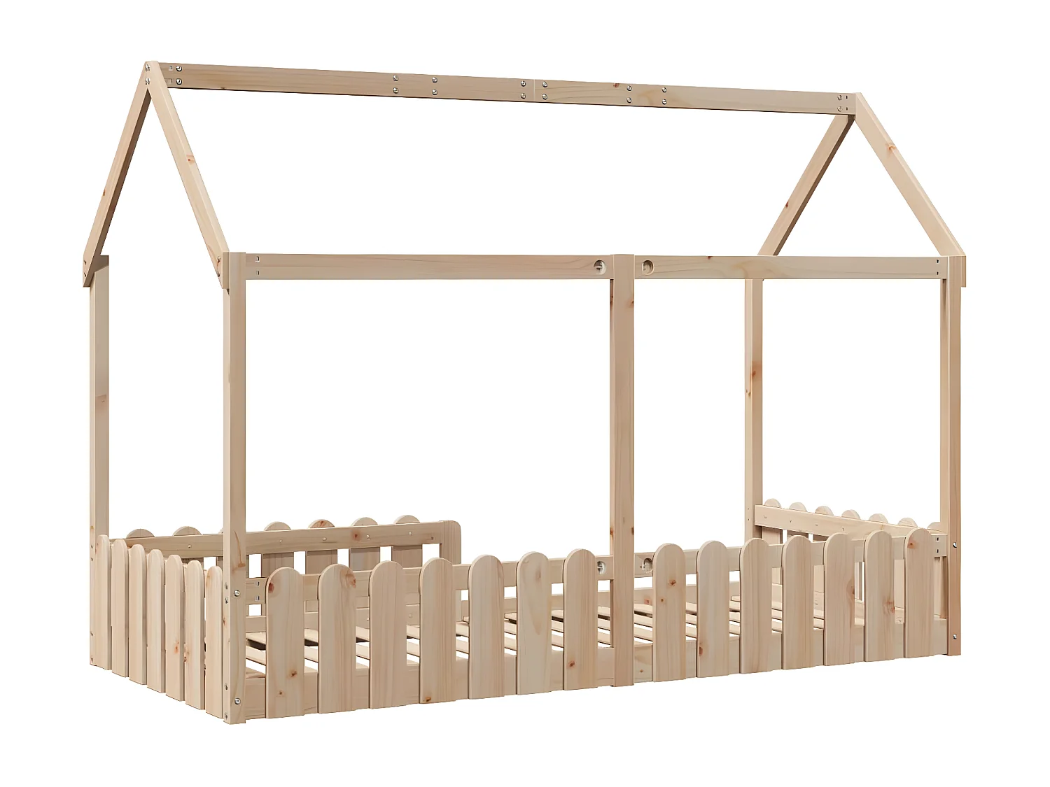 Cadre de lit d'enfants forme de maison 90x190cm bois massif pin