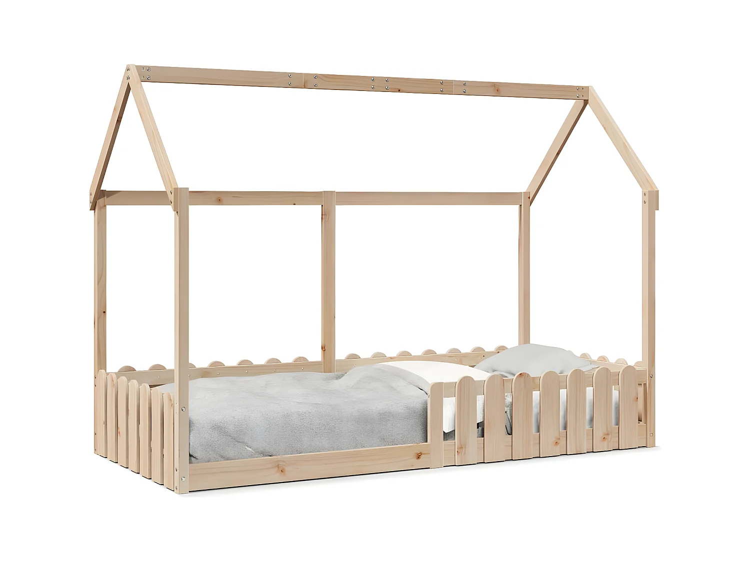 Cama con forma de casa para niños madera maciza pino 90x190 cm