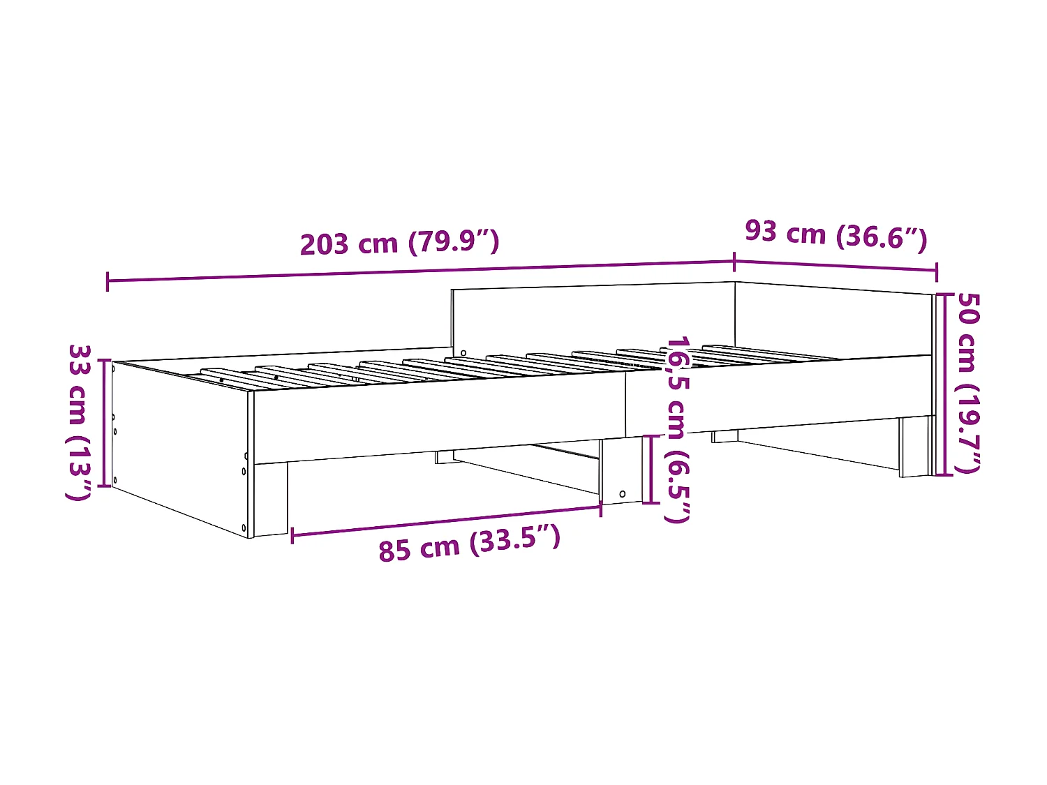 Estrutura cama 90x200 cm derivados de madeira cinzento sonoma