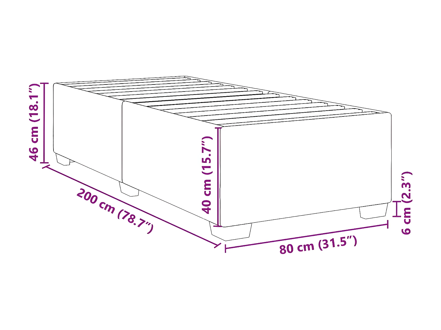 Estructura de cama de tela gris taupe 80x200 cm