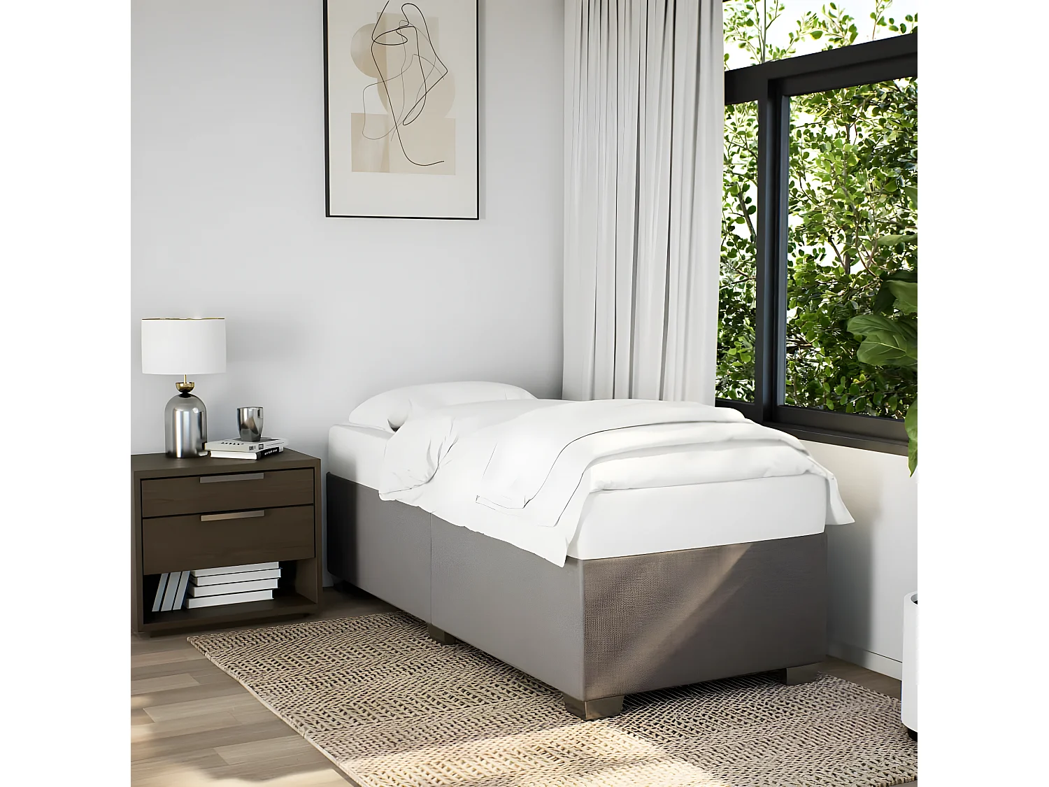 Estructura de cama de tela gris taupe 80x200 cm