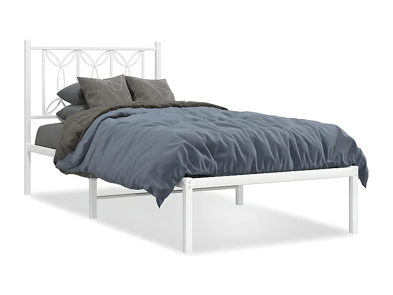 Estructura de cama de metal con cabecero blanco 80x200 cm