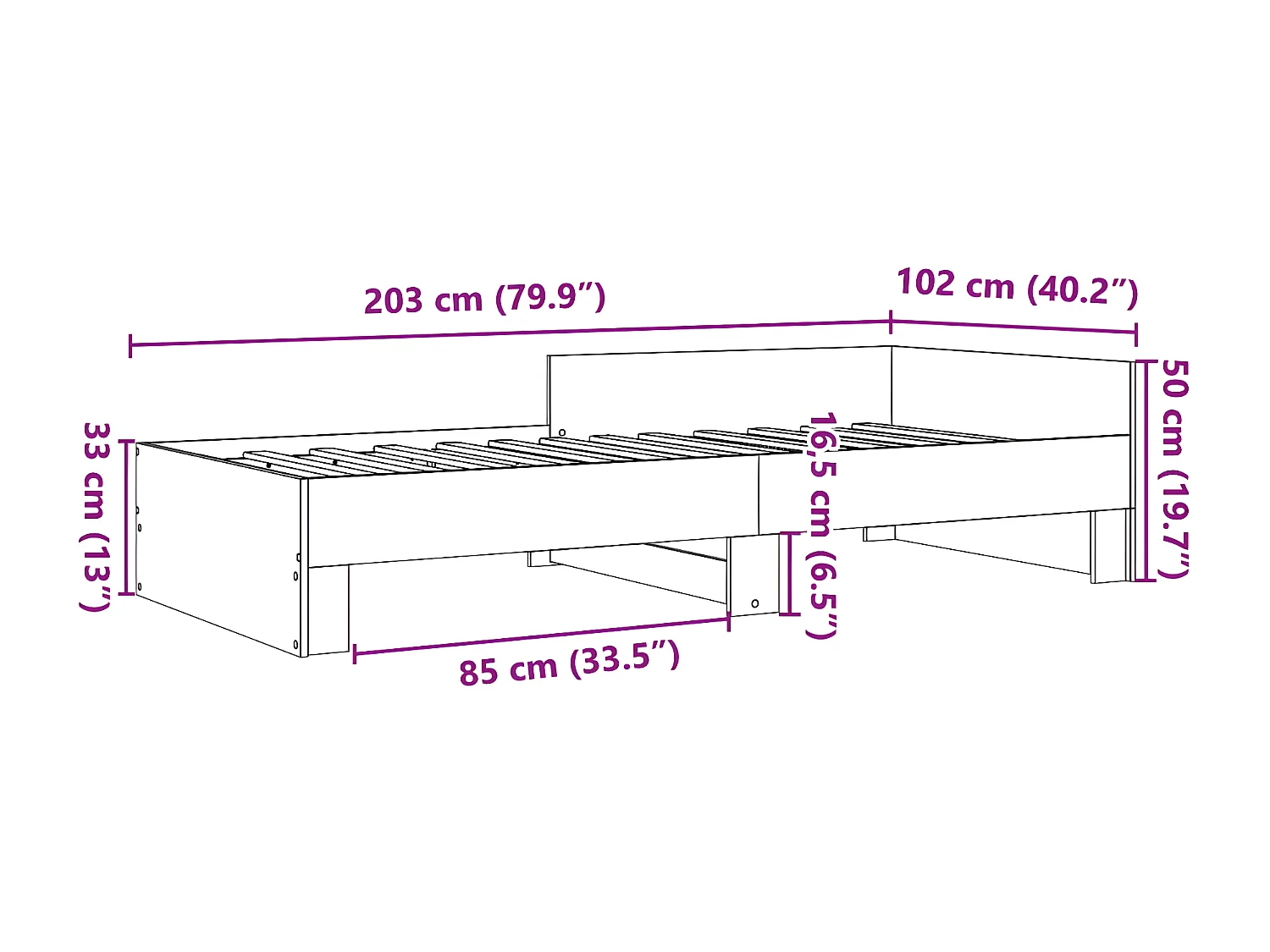 Cadre de lit sonoma gris 100x200 cm bois d'ingénierie