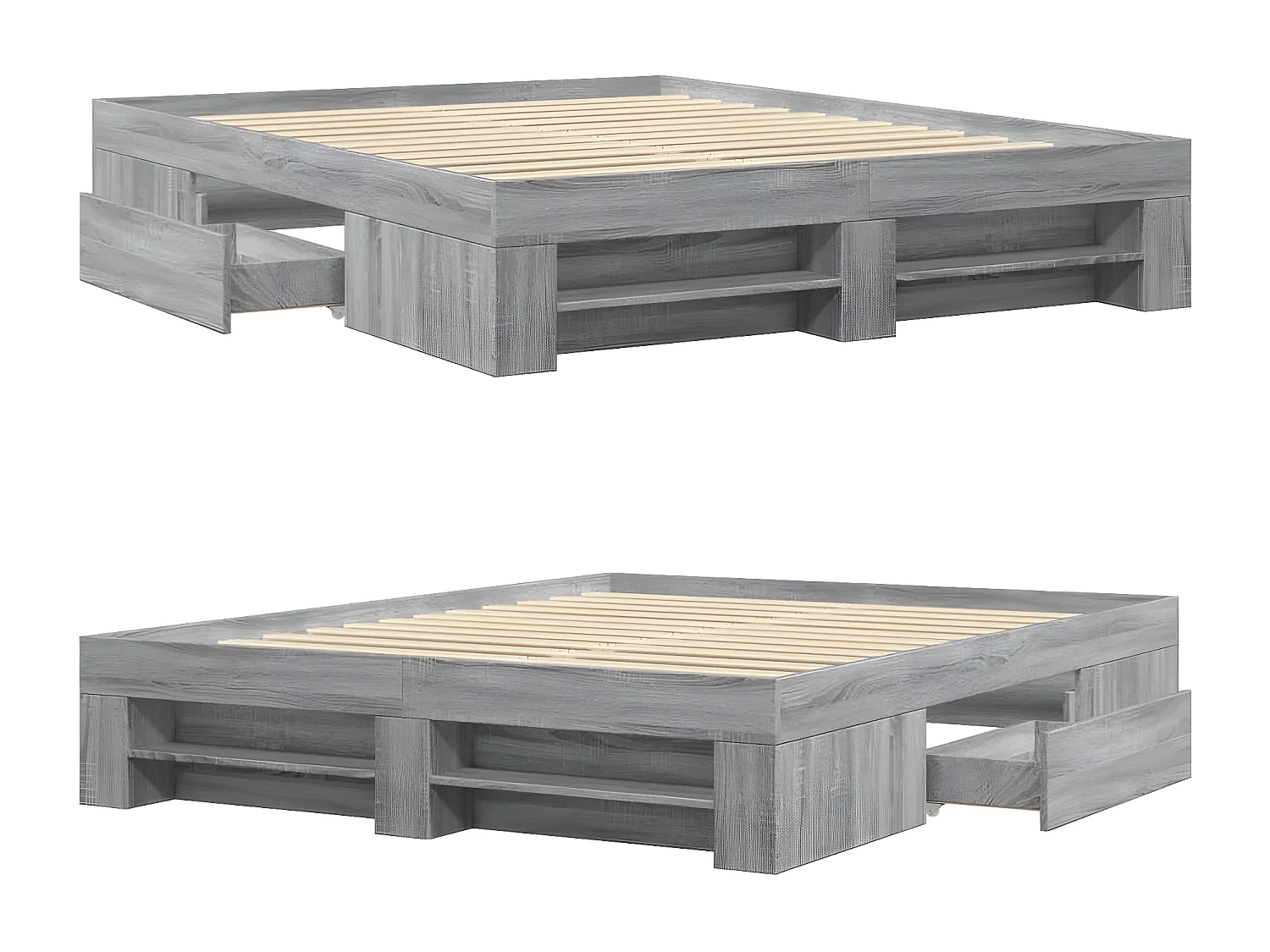 Estrutura de cama 160x200 cm derivados de madeira cinza sonoma