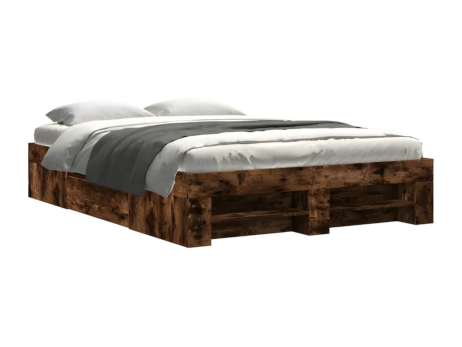 Estrutura de cama 140x200 cm derivados madeira carvalho fumado