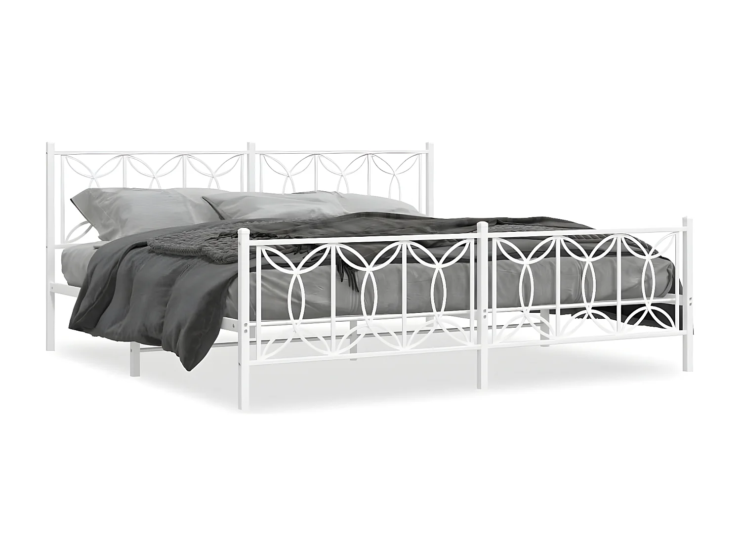 Estructura cama metal con cabecero y pie cama blanco 193x203 cm
