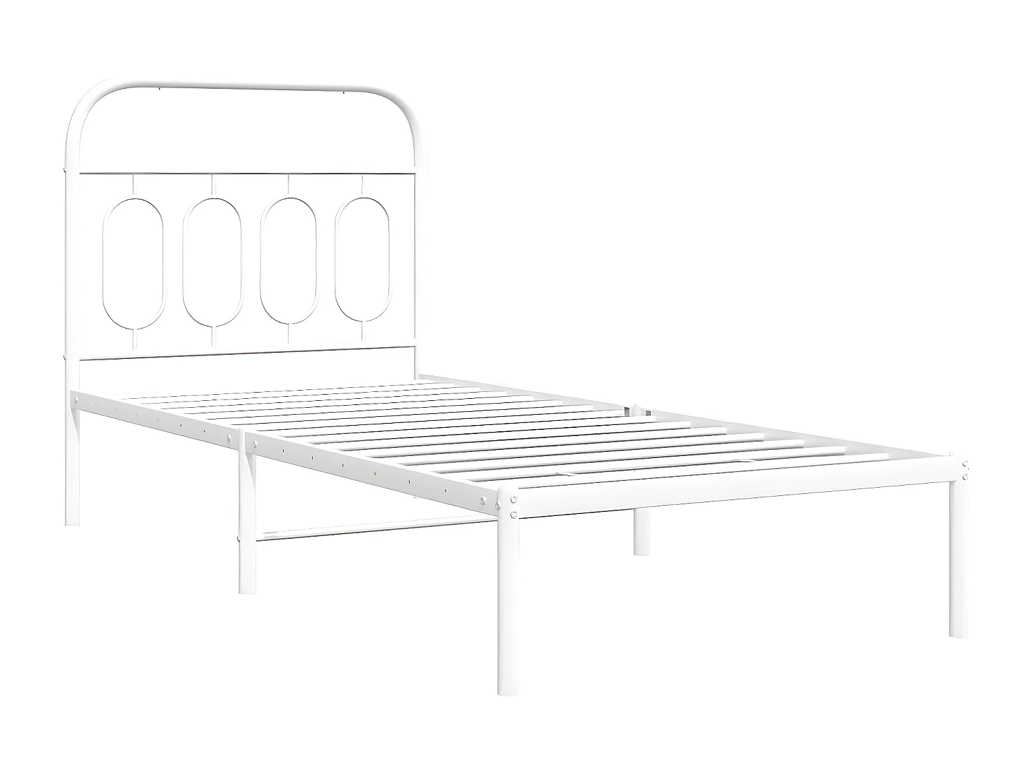 Estructura de cama de metal con cabecero blanco 80x200 cm