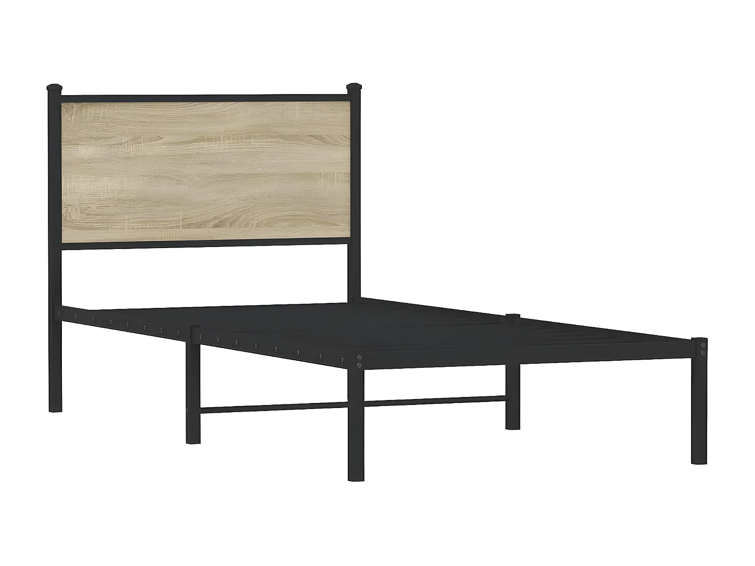 Estructura de cama con cabecero metal roble Sonoma 90x200 cm