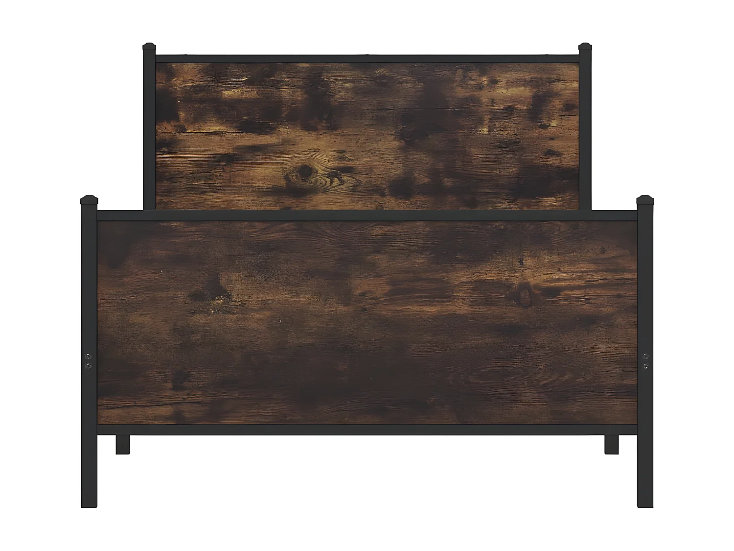 Cama con cabecero y pie de cama metal roble ahumado 100x200 cm