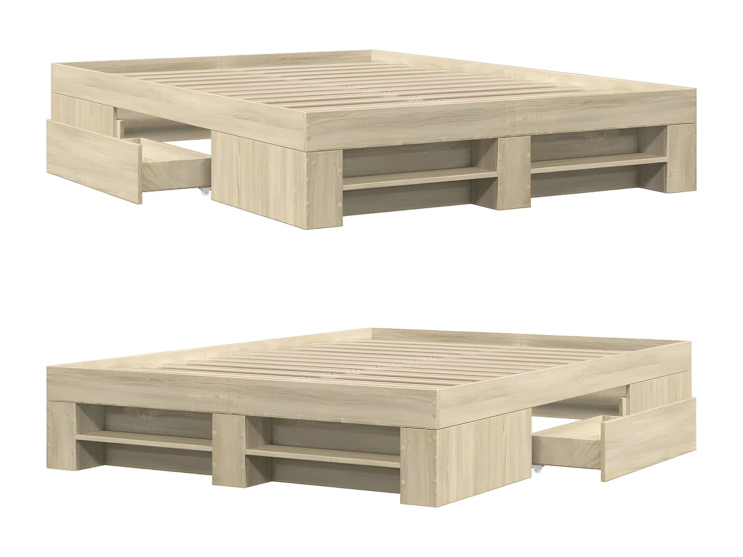 Cadre de lit chêne sonoma 135x190 cm bois d'ingénierie