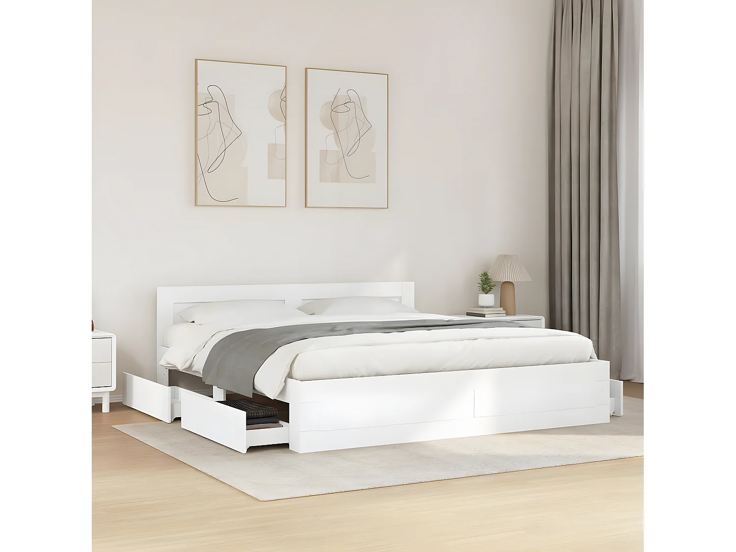 Estrutura cama c/ cabeceira 180x200 cm derivados madeira branco