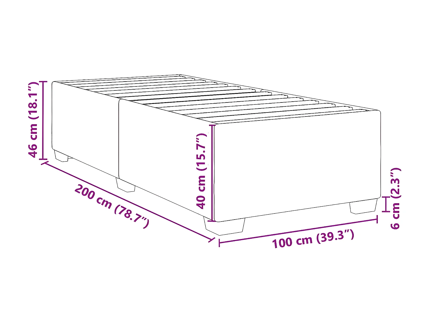 Cadre de lit Blanc 100x200 cm Similicuir