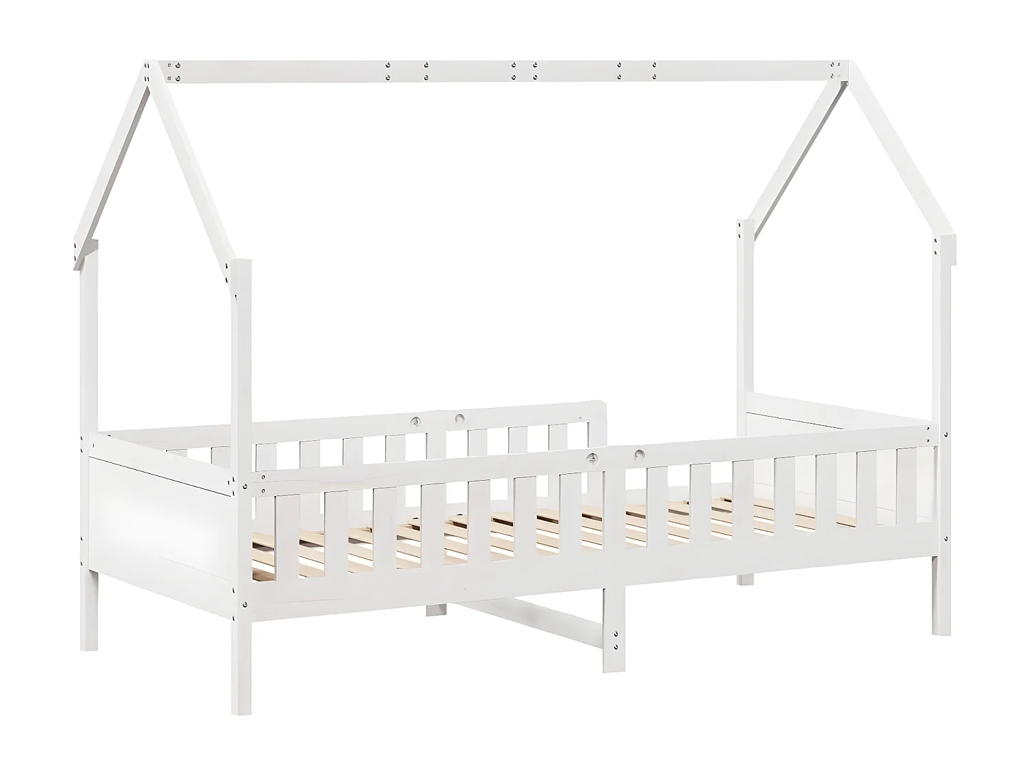 Cadre de lit d'enfants forme de maison 90x190cm bois massif pin