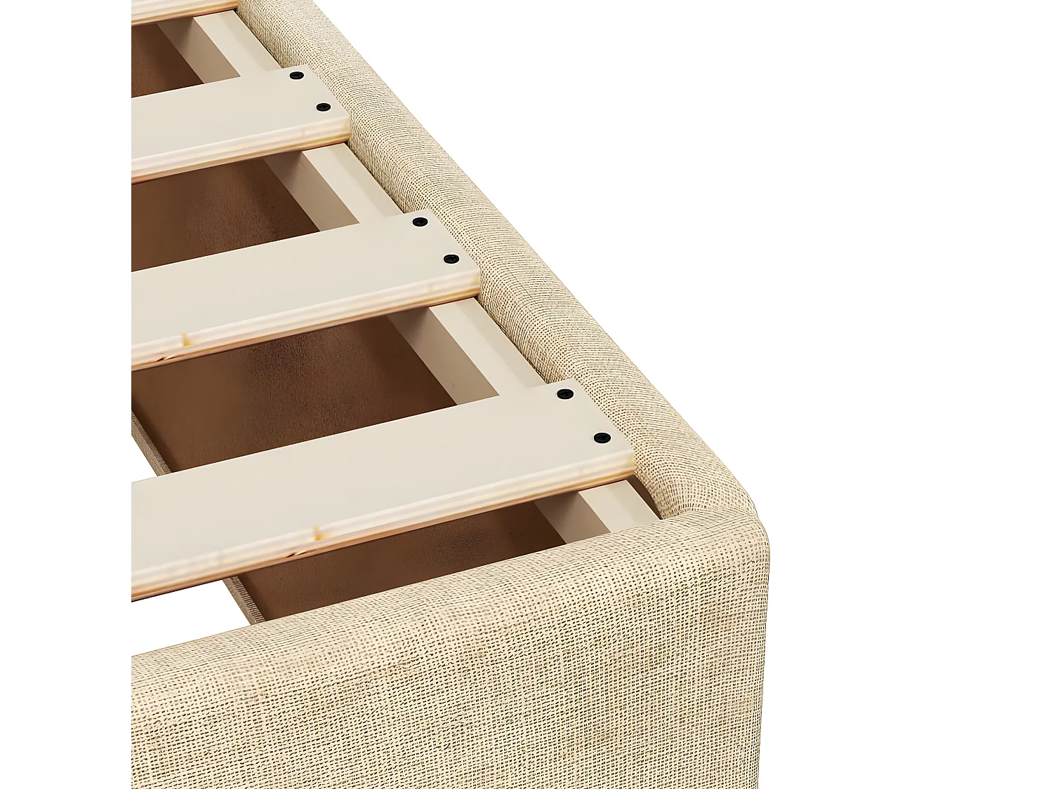 Estructura de cama de tela color crema 100x200 cm