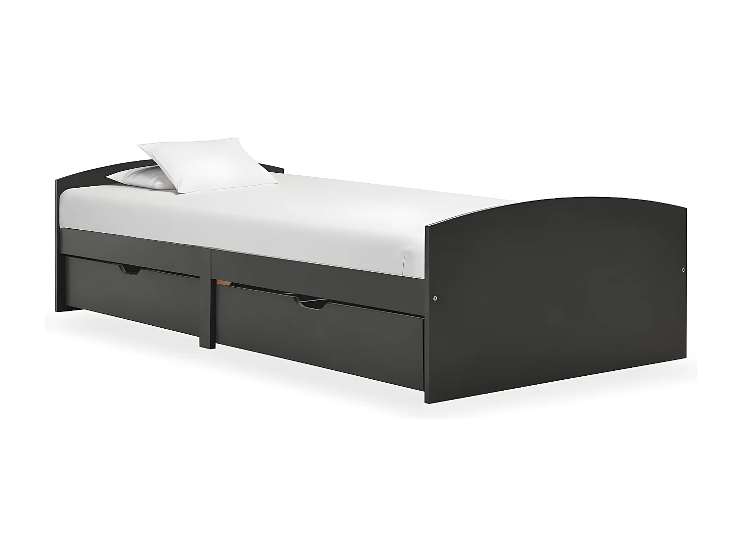 Estrutura de cama c/ 2 gavetas 90x200 cm pinho maciço cinzento