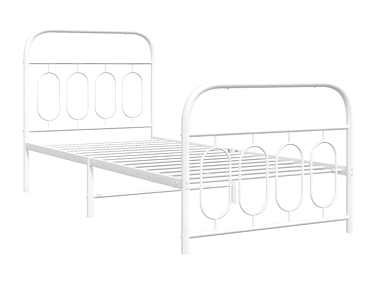 Cadre de lit métal avec tête de lit/pied de lit blanc 80x200 cm