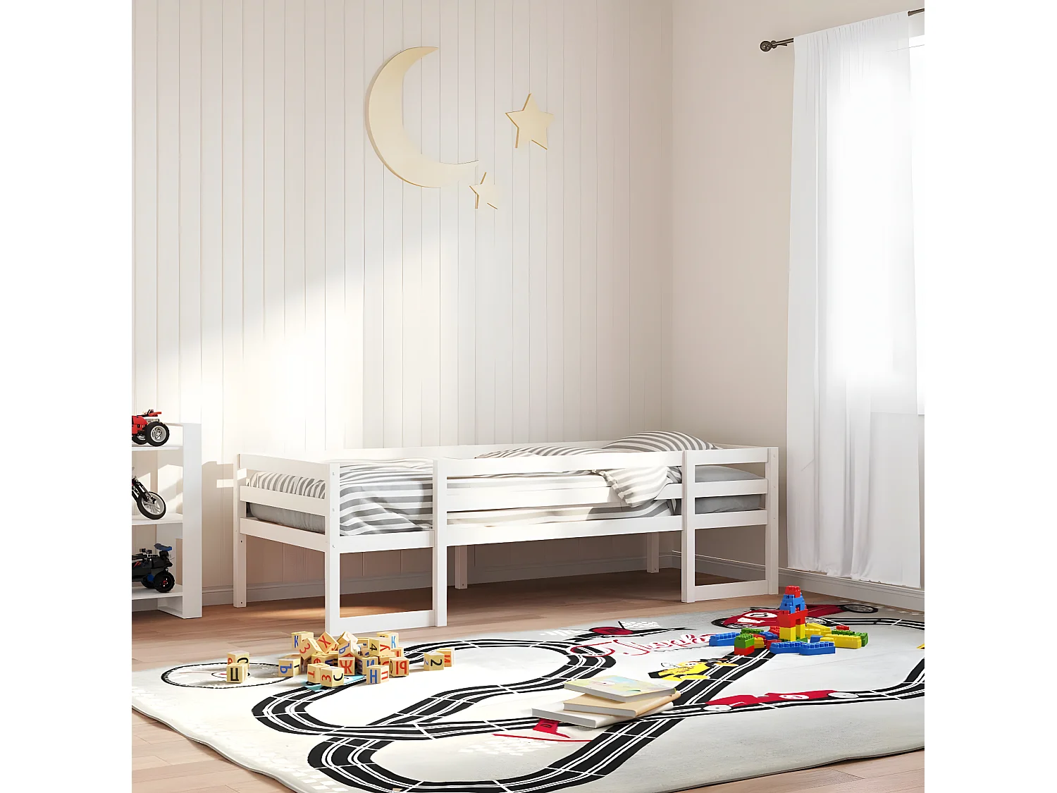 Estrutura de cama infantil 90x190 cm pinho maciço branco