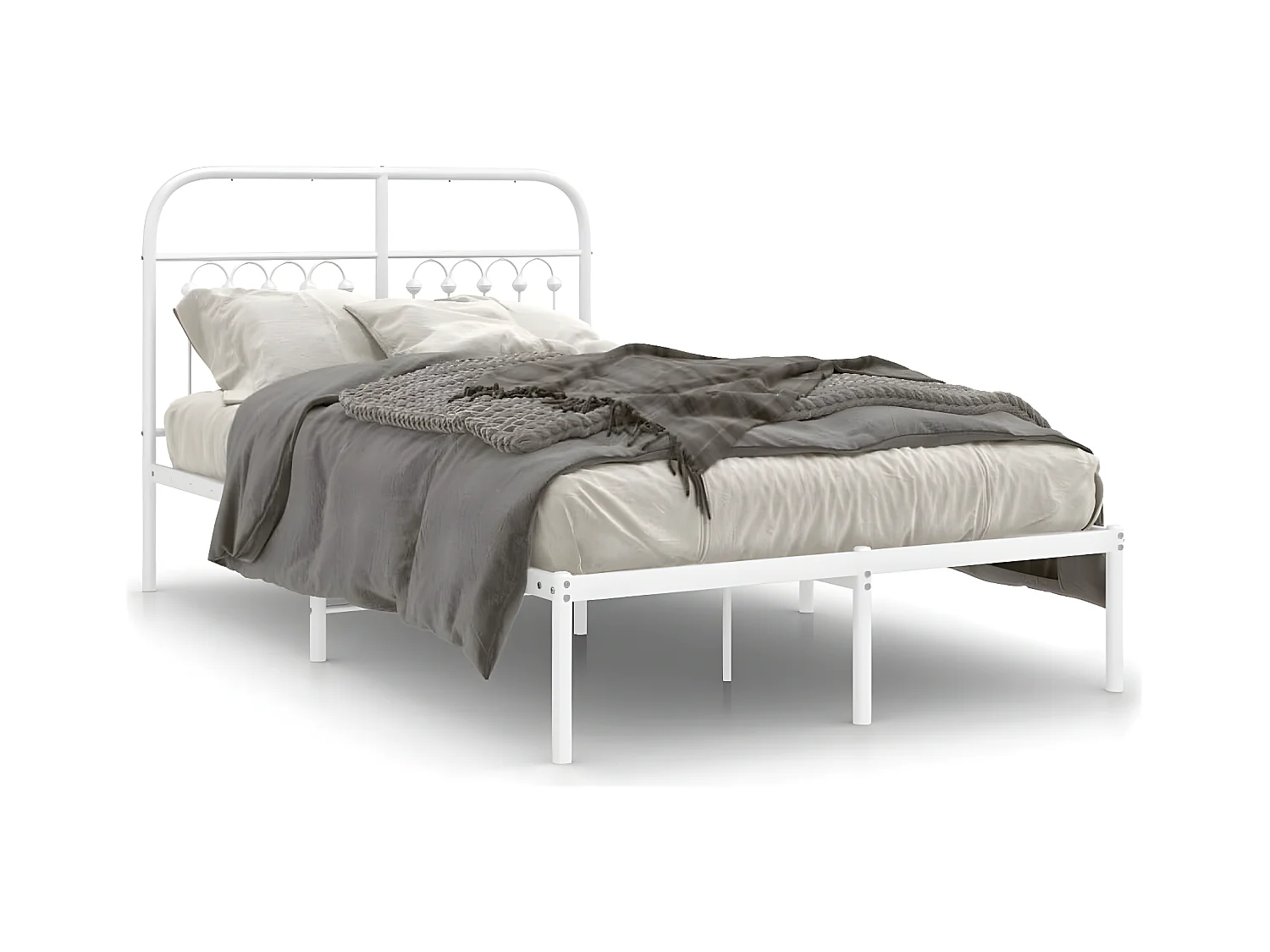 Estrutura de cama com cabeceira 120x190 cm metal branco