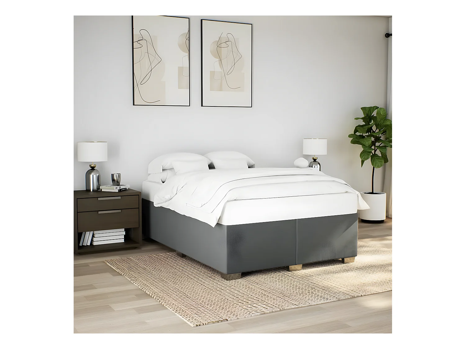 Cadre de lit Gris foncé 140 x 200 cm Tissu