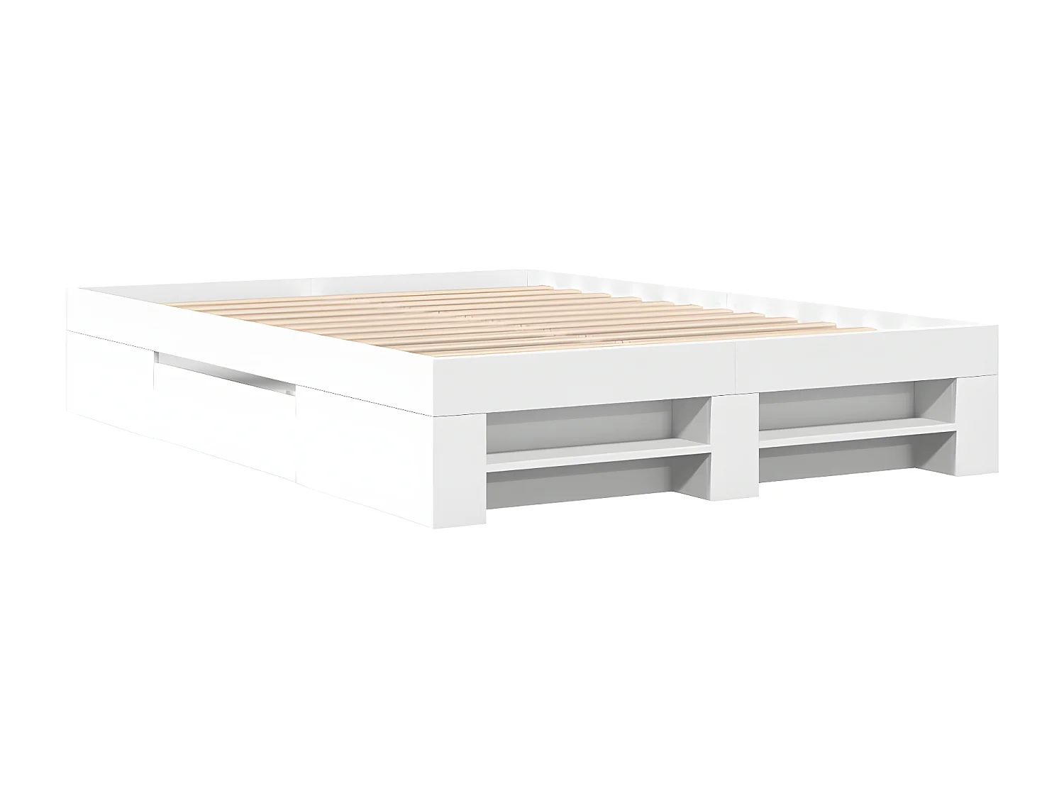 Estructura de cama madera de ingeniería blanca 140x190 cm