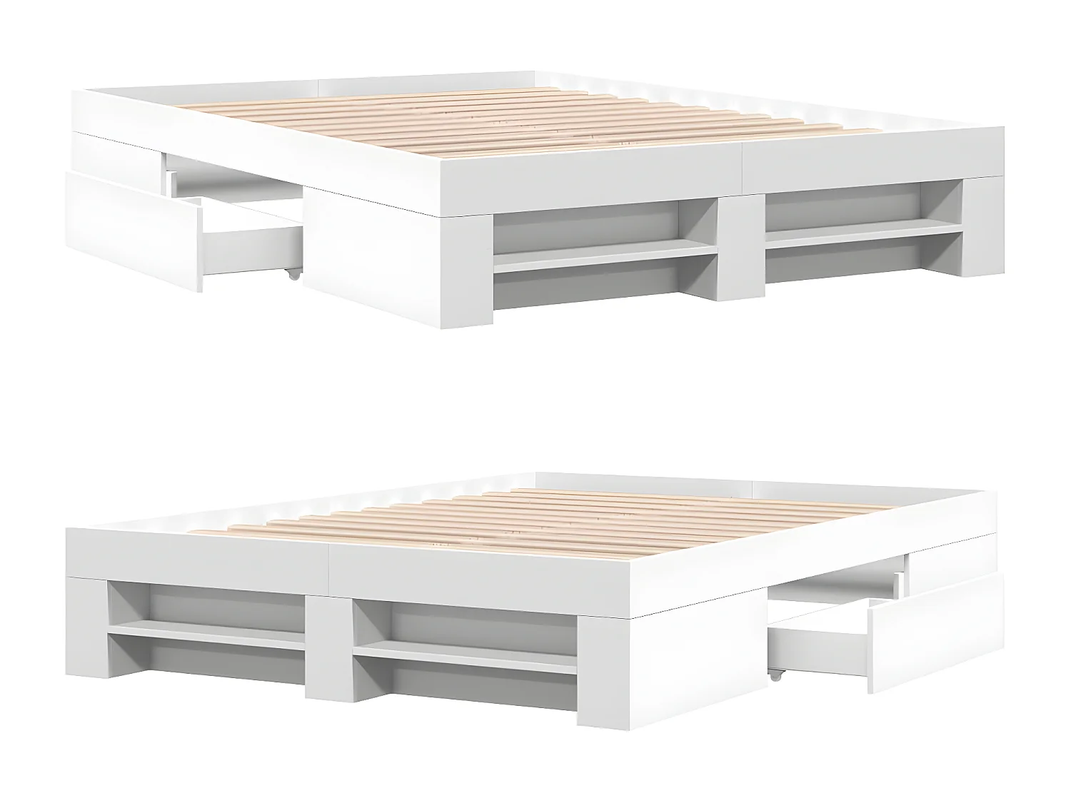 Estructura de cama madera de ingeniería blanca 140x190 cm