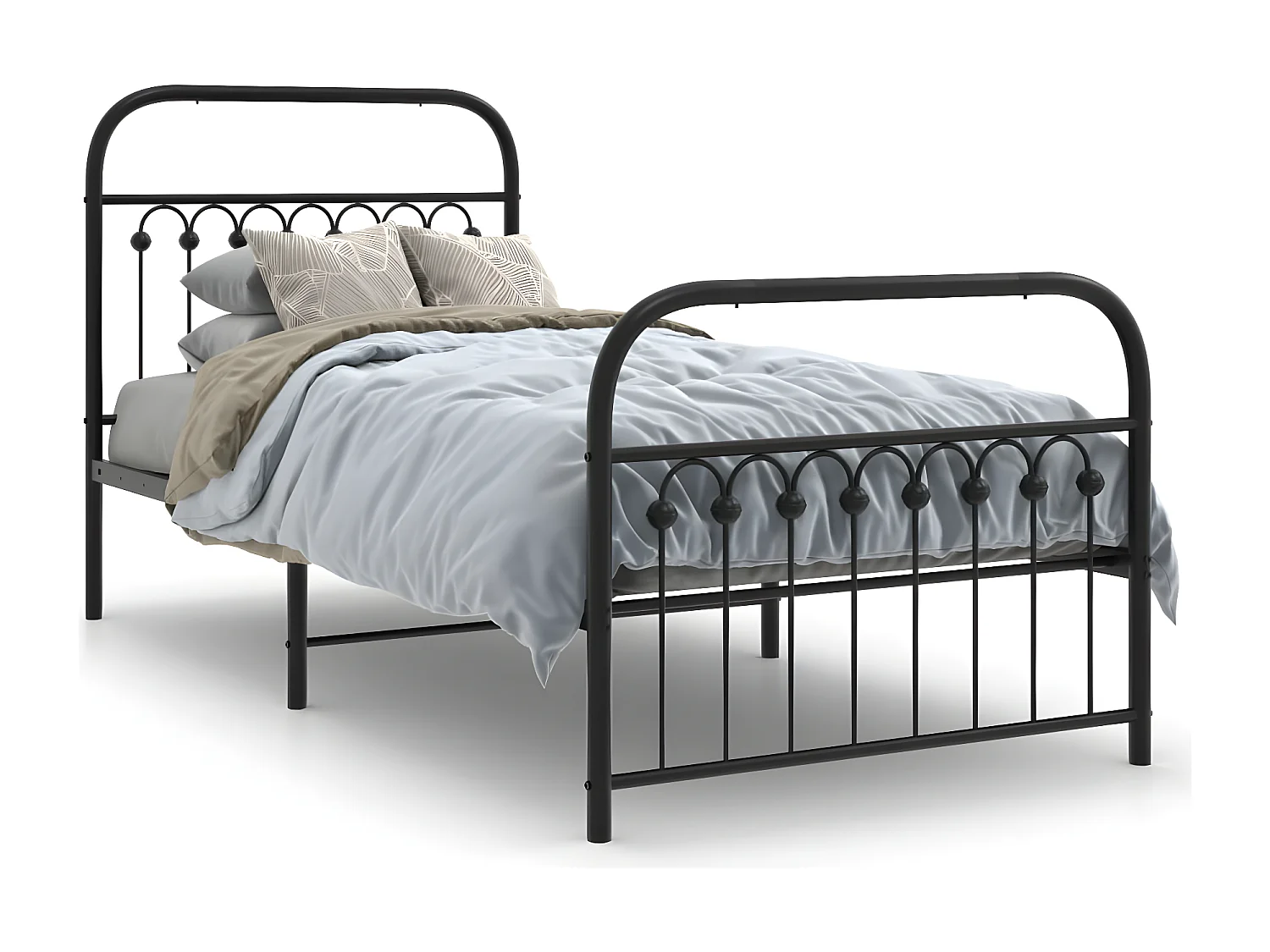 Estrutura de cama com cabeceira e pés 90x200 cm metal preto