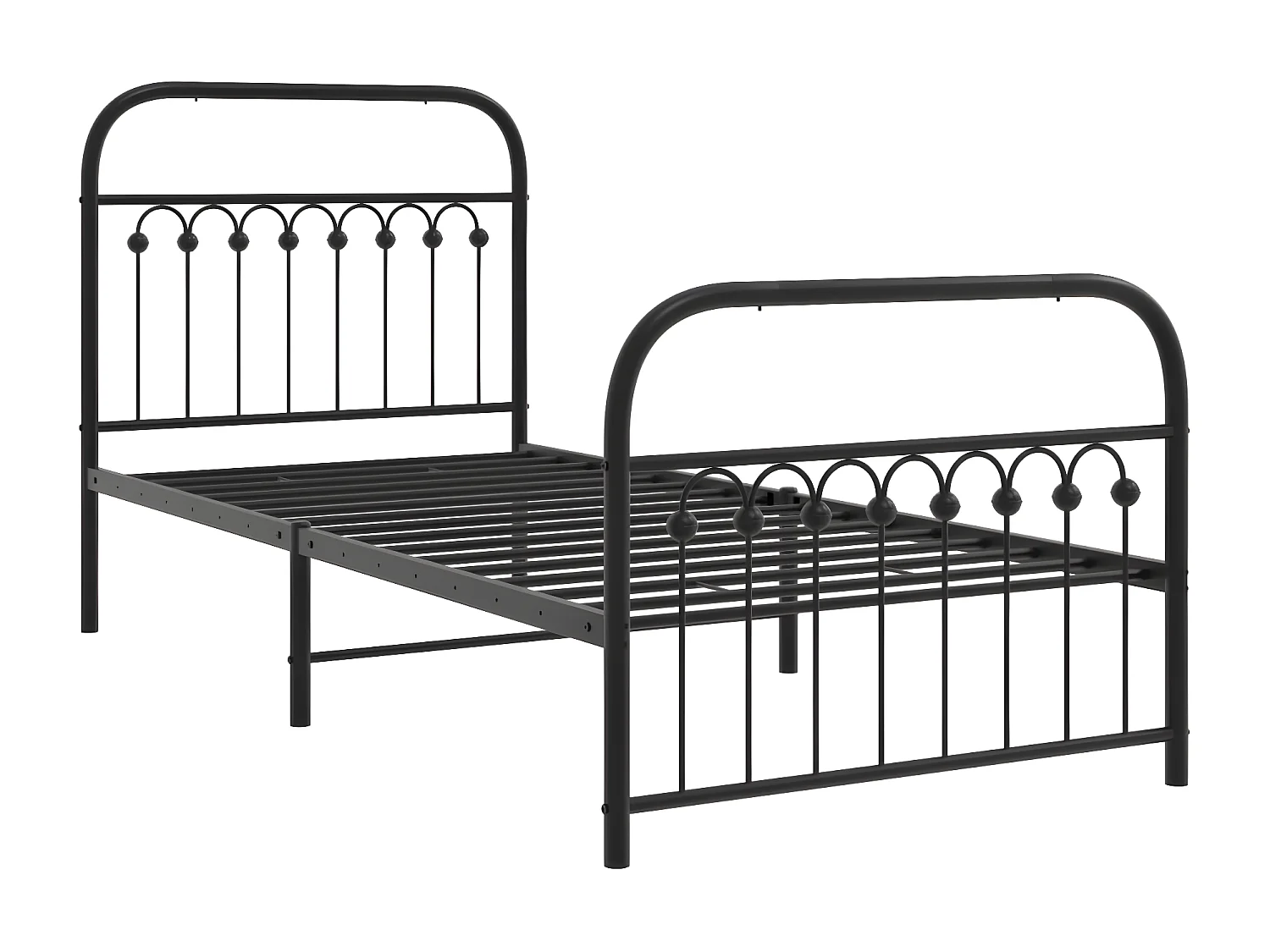 Estrutura de cama com cabeceira e pés 90x200 cm metal preto