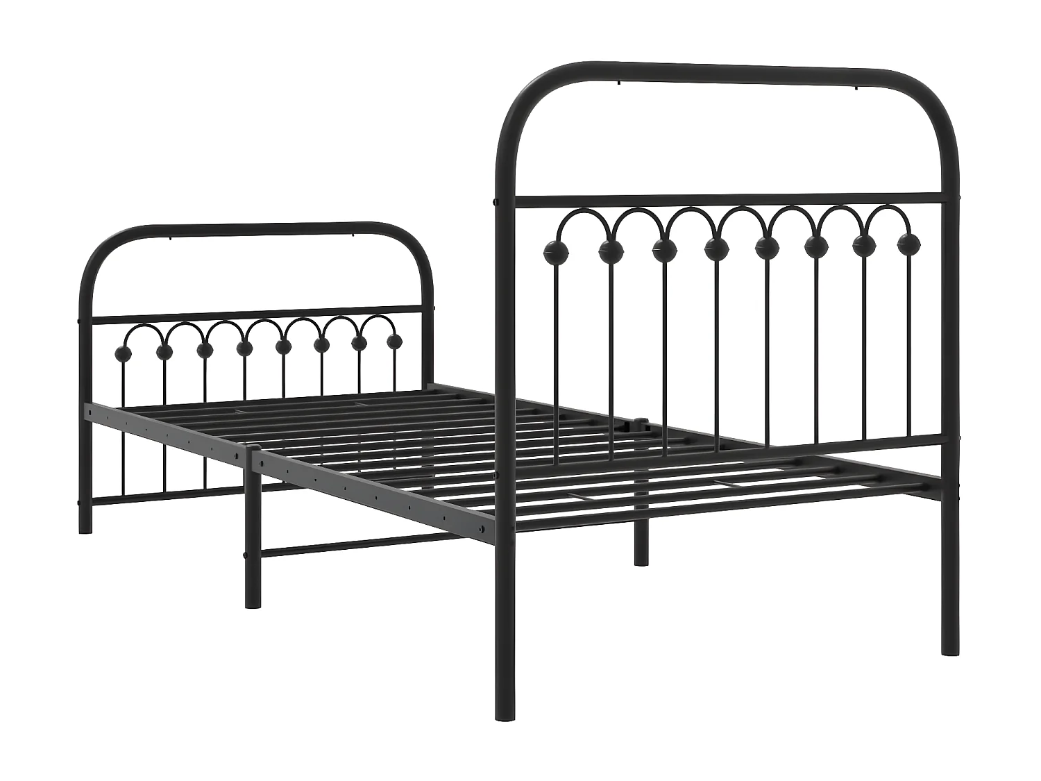 Estrutura de cama com cabeceira e pés 90x200 cm metal preto