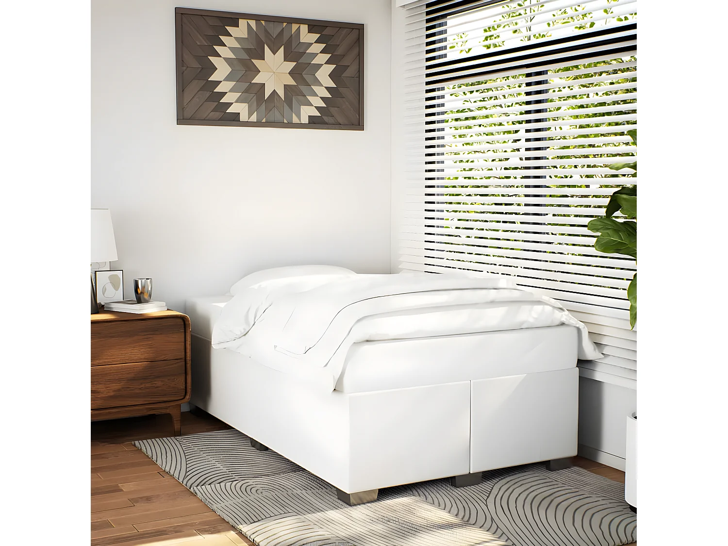 Estrutura de cama 120x190 cm couro artificial branco