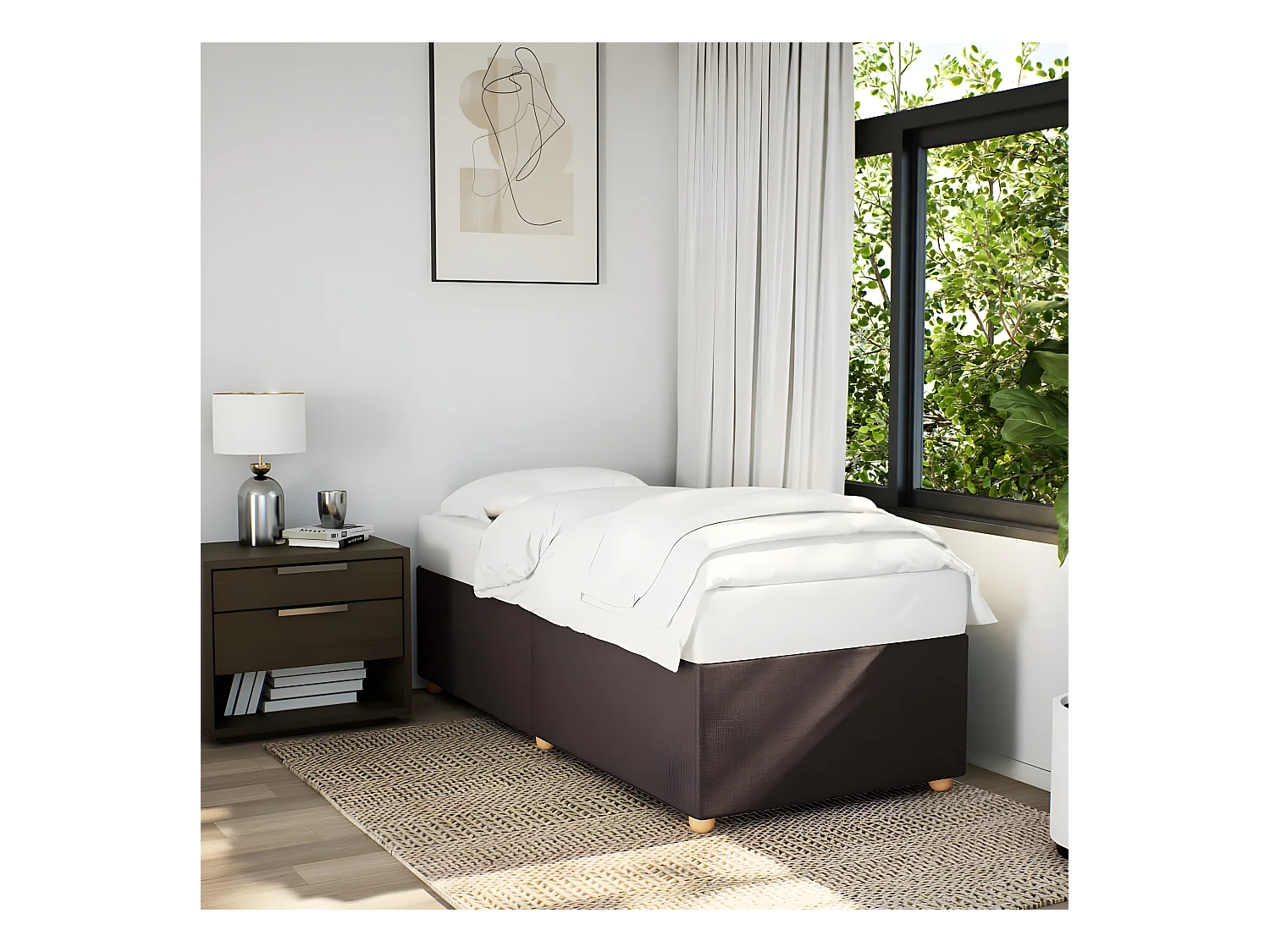 Cadre de lit Marron foncé 90x200 cm Tissu