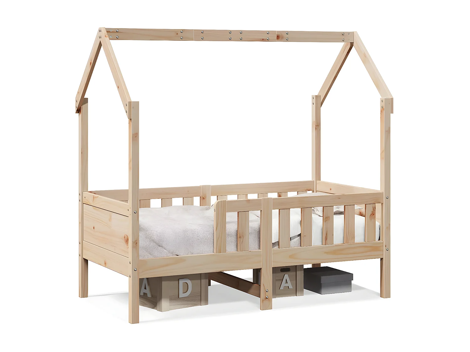 Cadre de lit d'enfants forme de maison 70x140cm bois pin massif