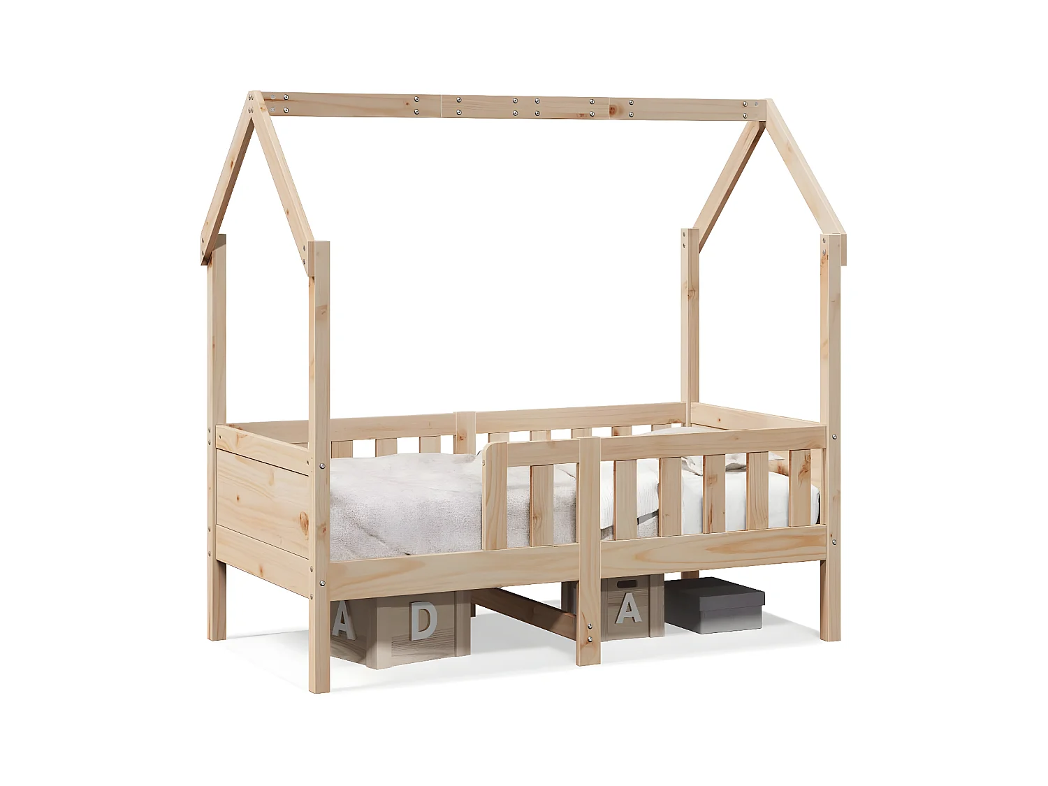 Cadre de lit d'enfants forme de maison 70x140cm bois pin massif