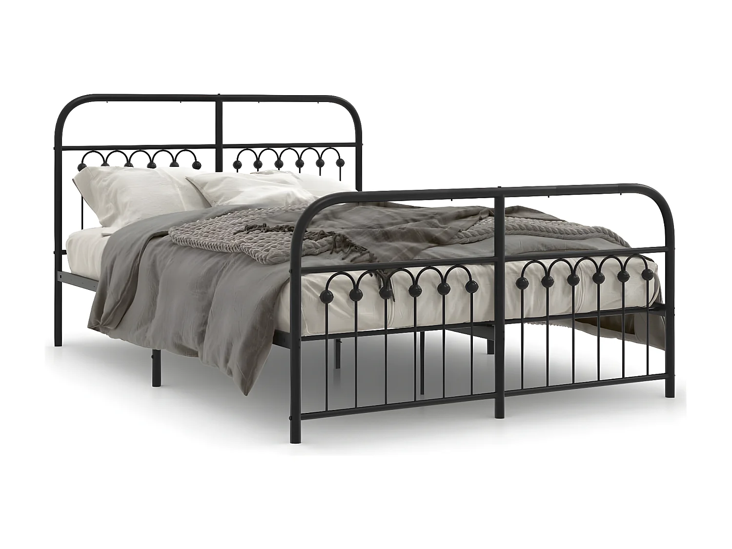 Estrutura de cama com cabeceira e pés 140x200 cm metal preto