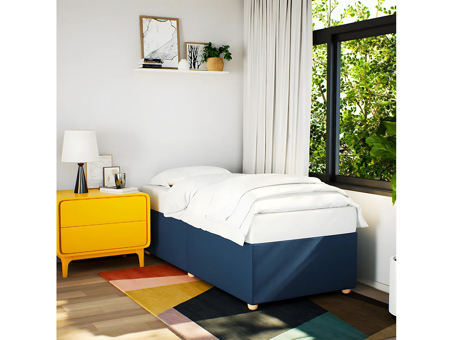 Cadre de lit Bleu 80x200 cm Tissu