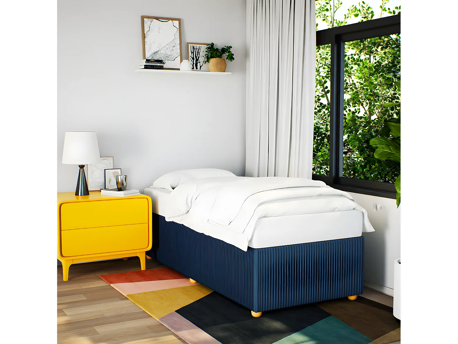 Cadre de lit Bleu 90x190 cm Tissu