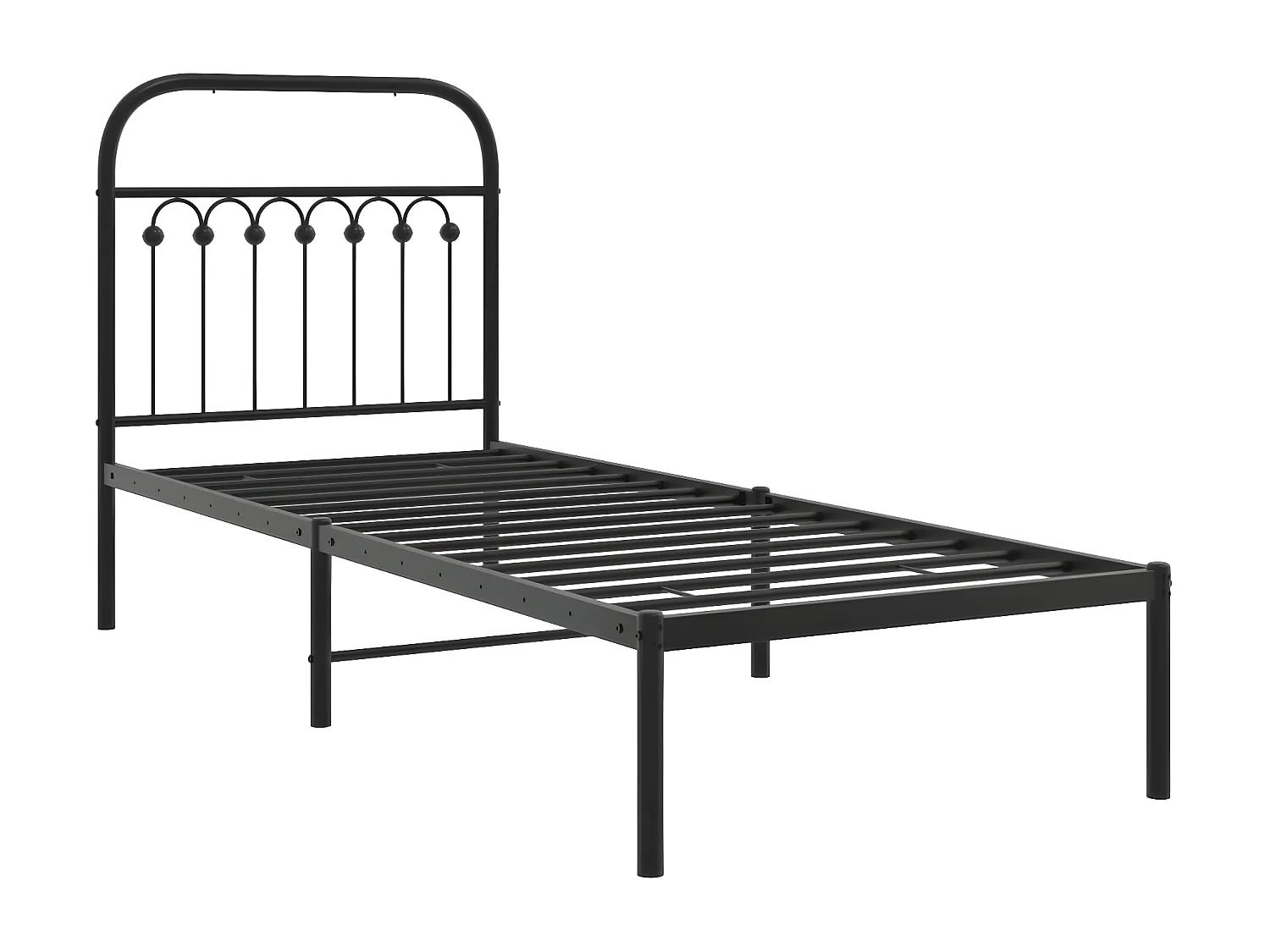 Estructura de cama con cabecero metal negro 75x190 cm