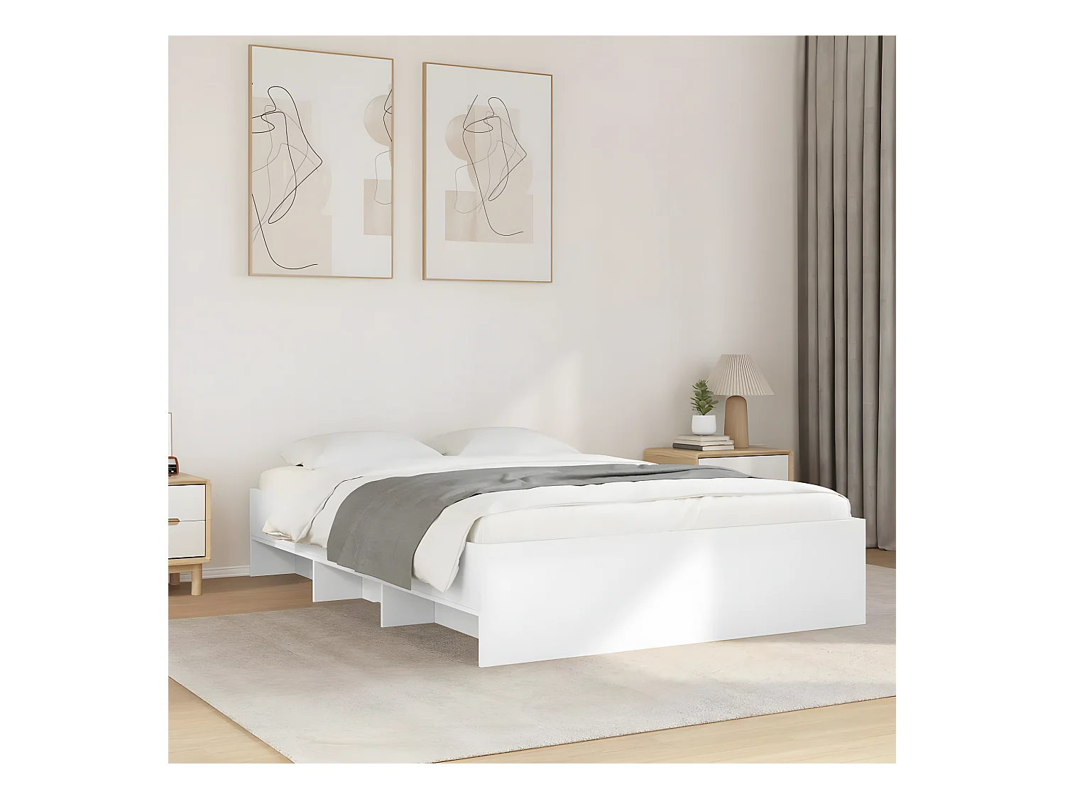 Estructura de cama madera de ingeniería blanca 120x190 cm