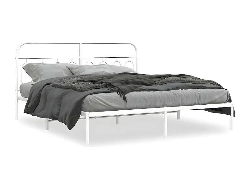 Estructura de cama con cabecero metal blanca 160x200 cm