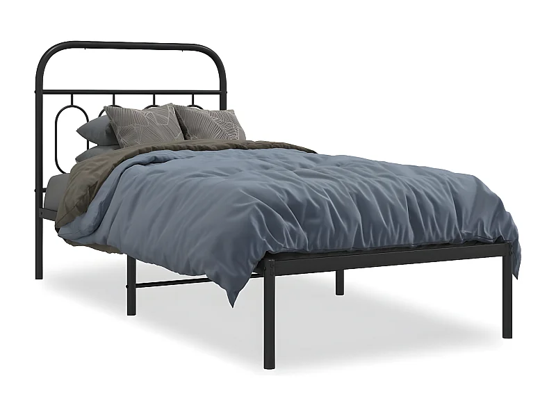 Estructura de cama con cabecero metal negro 80x200 cm
