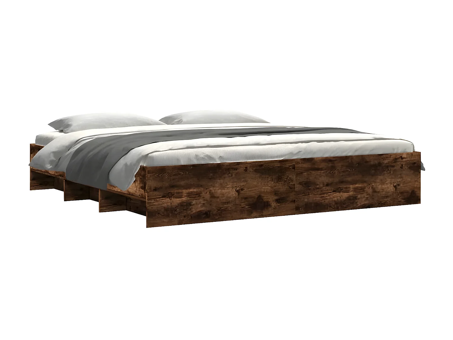 Estrutura de cama 200x200 cm derivados madeira carvalho fumado