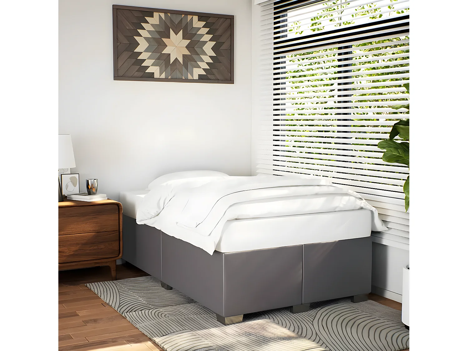 Estrutura de cama 120x190 cm couro artificial cinzento