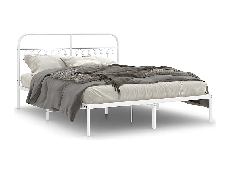 Estrutura de cama com cabeceira 160x200 cm metal branco