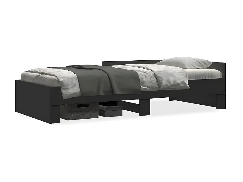 Estrutura de cama 100x200 cm derivados de madeira preto