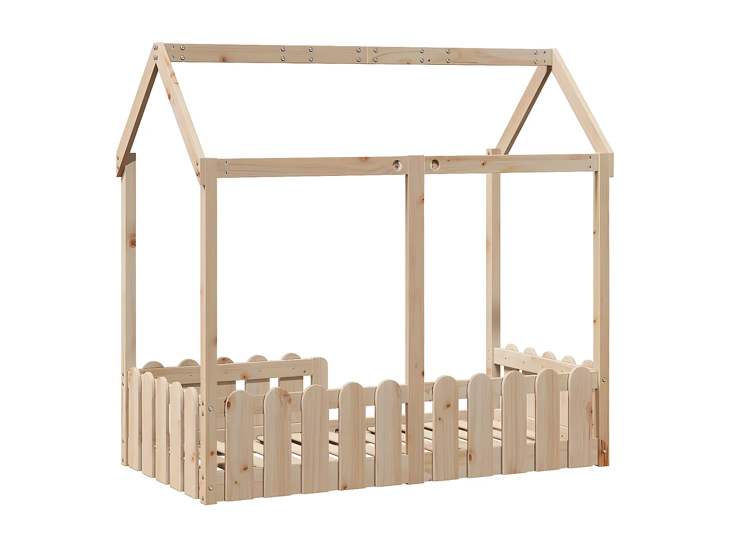 Cama infantil formato casa 70x140 cm madeira de pinho maciça