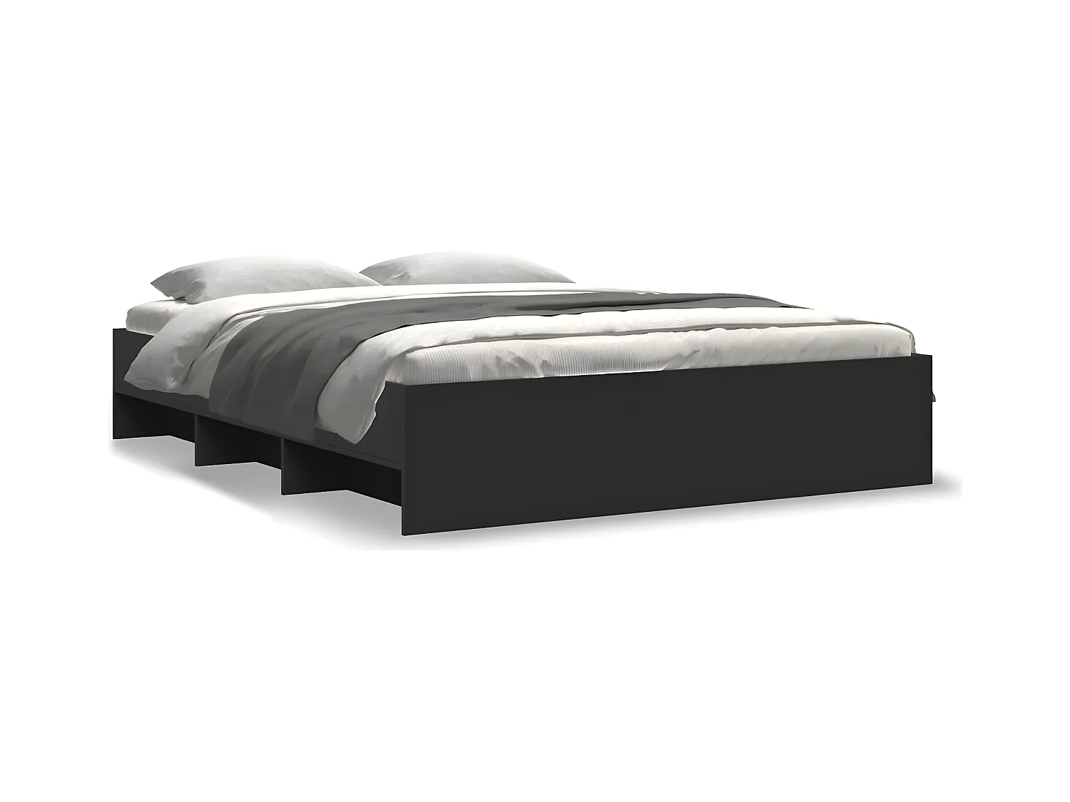 Estructura de cama madera de ingeniería negra 160x200 cm